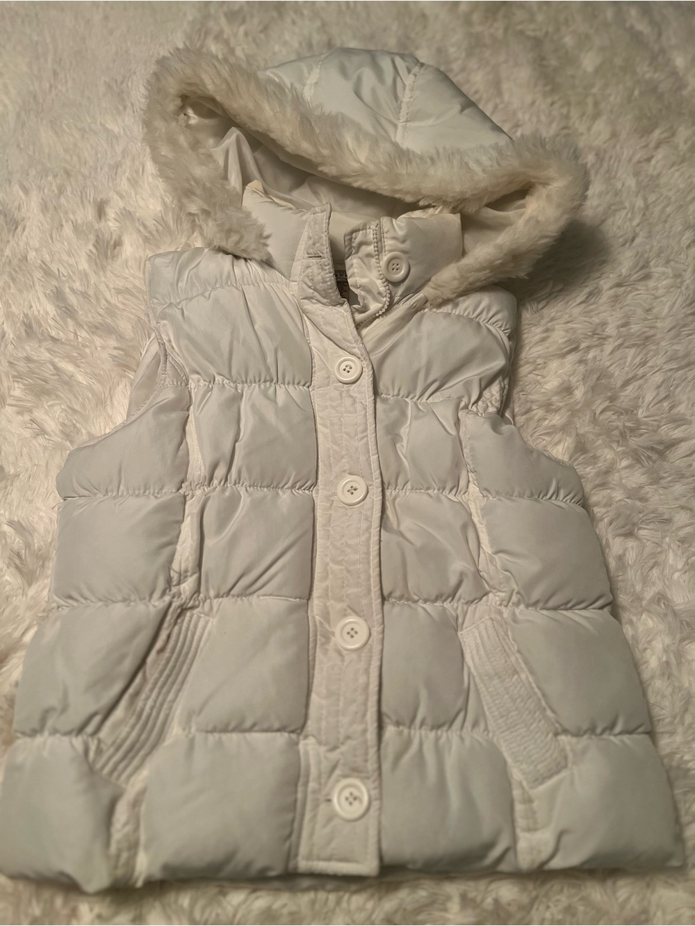 Arizona Jean Company Cream Puffer Vest with Hood
